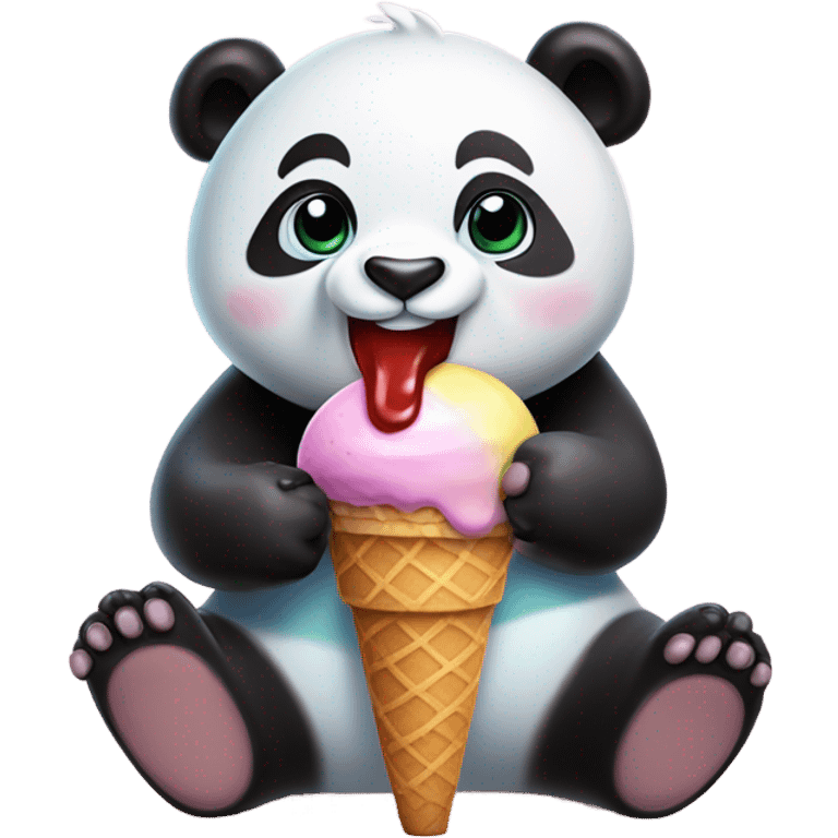 Panda eating ice cream emoji