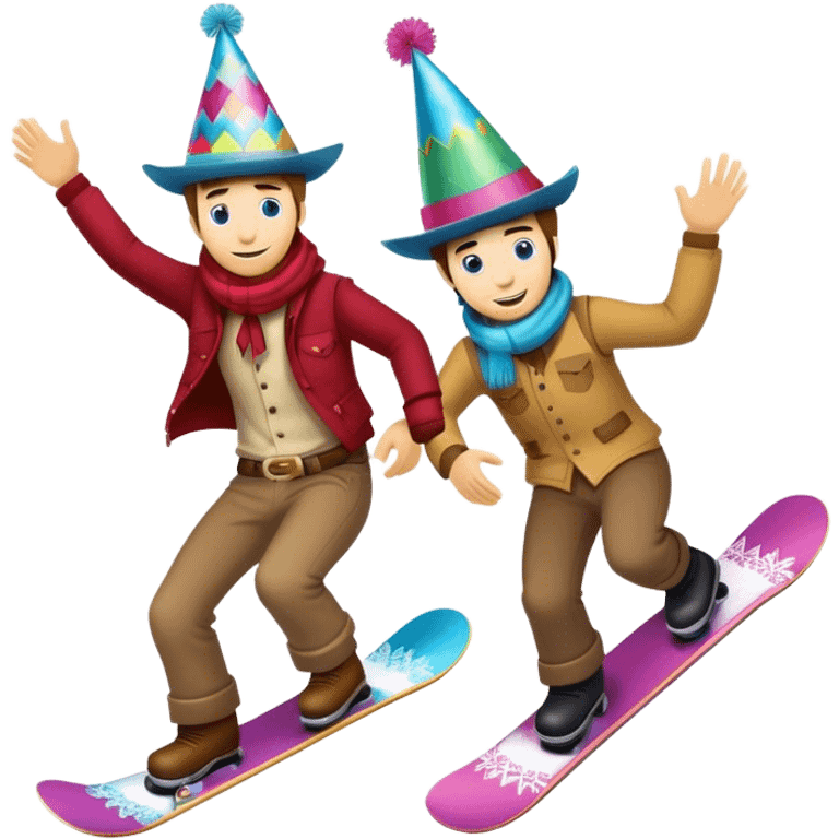 2 cowboys snowboard birthday party emoji