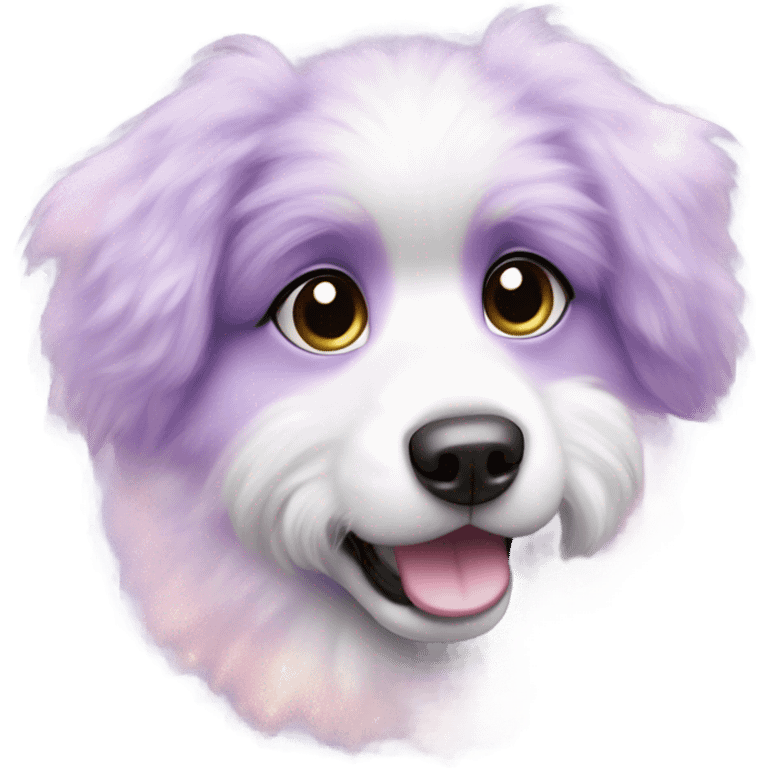 Kawaii cute gorgeous dog colorful sparkly bright light pastel lilac-pink-white-gradient fantasy ethereal fluffy fursona animal creature emoji