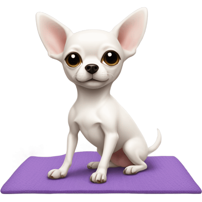 A white chihuahua doing yoga emoji