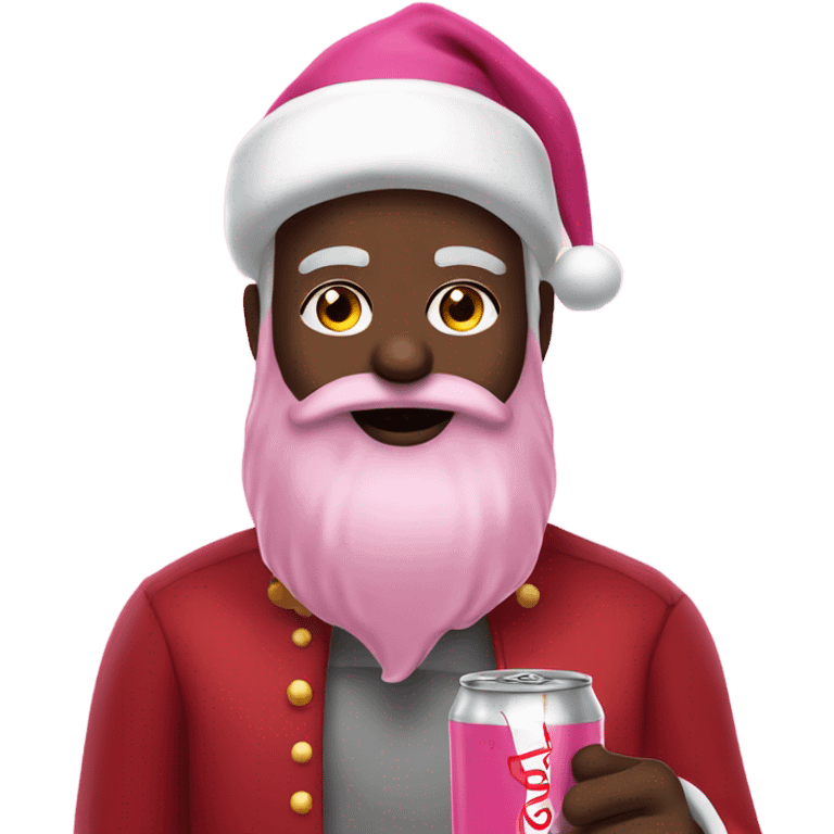 Pink beard black Santa Claus drinking cola emoji