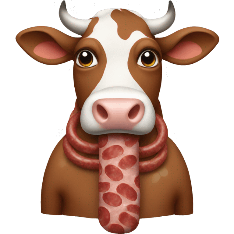 Cow with sausage costume emoji