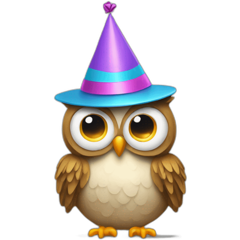 owl wearing a party hat emoji