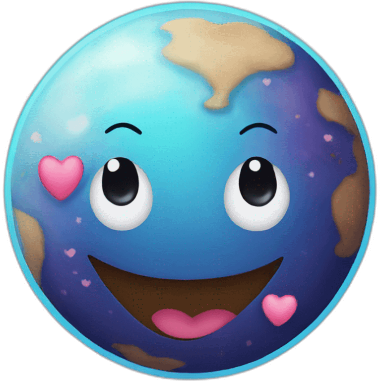 Planet smiling with hearts on it  emoji