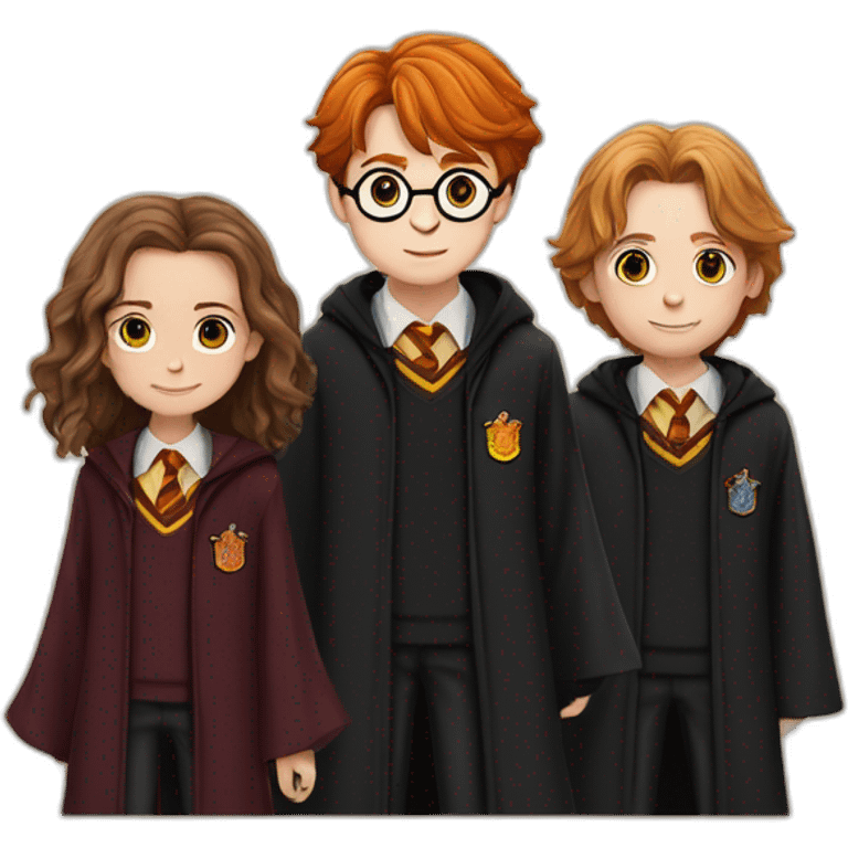 harry potter with ron weasley and hermoine granger emoji