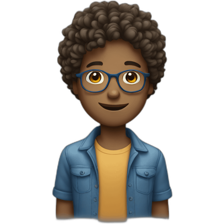 boy with blue eyes with glasses with curly hair emoji