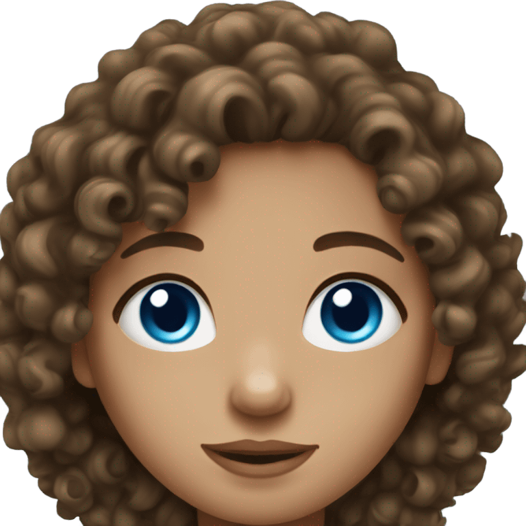 curly hair brunette with blue eyes  emoji