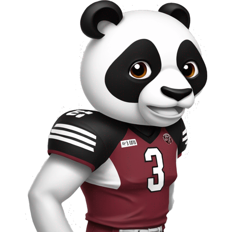 A panda wearing a University of South Carolina Gamecock football jersey.  emoji