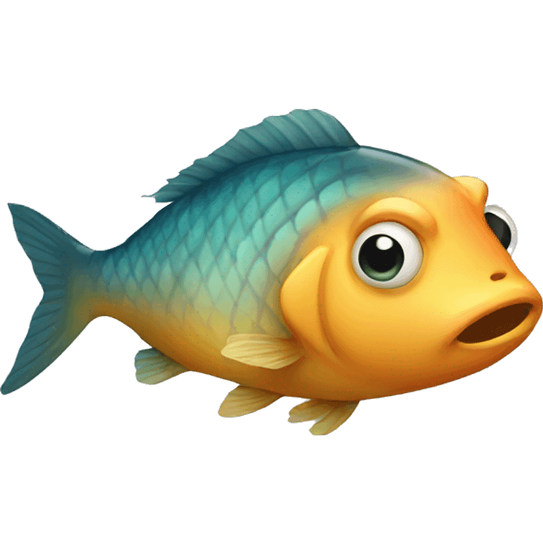 Fish having a fat emoji