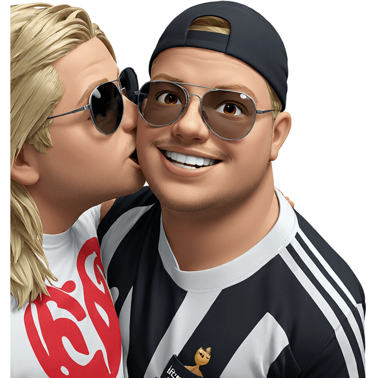 blonde boys sharing a kiss emoji