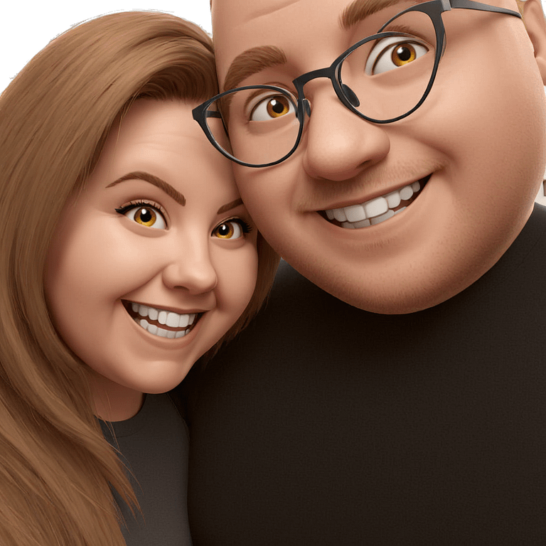 smiling couple with glasses emoji