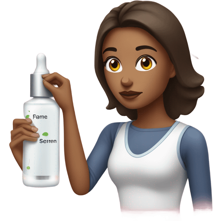 a brunette girl doing skin care emoji