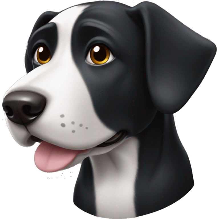 ￼Black dog with white chest with droopy ears  emoji