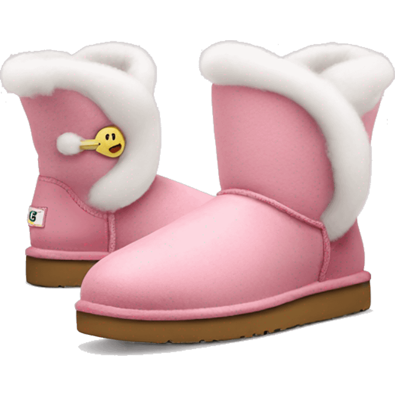 Cute pink ugg boots with white fluff  emoji