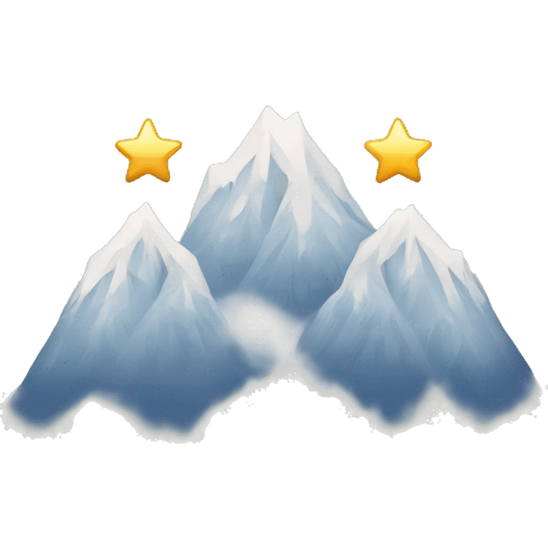 3 Snowy mountain tops with the one in the middle taller than the others, with 3 stars above them one star high than the other two emoji