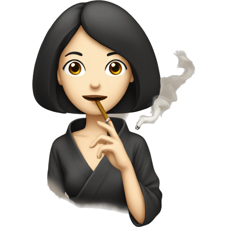 a long black haired japanese woman smoking a cigarette emoji