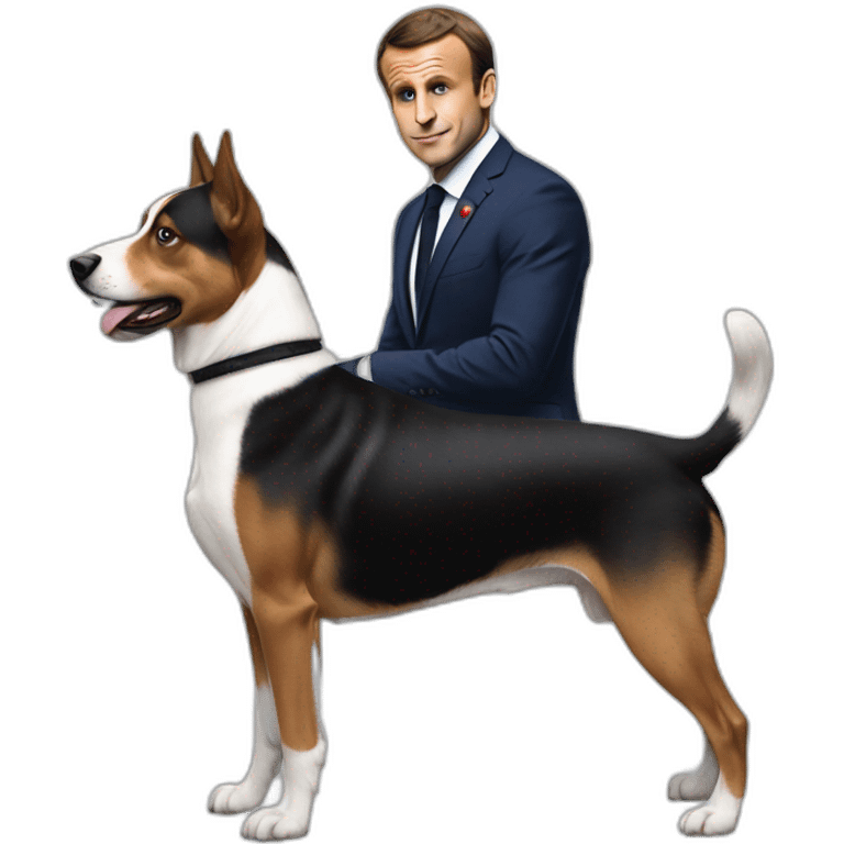 Macron sur un chien emoji