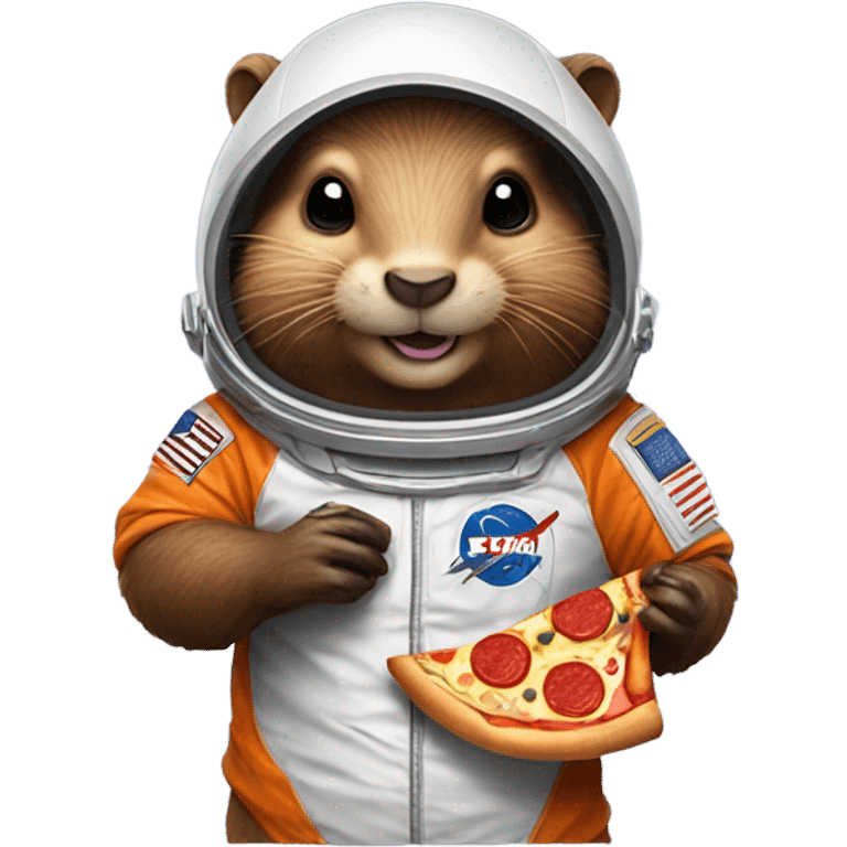 Space beaver eating pizza emoji