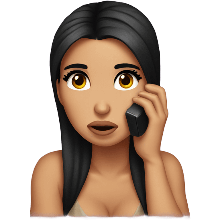 Kim Kardashian is crying and talking on the phone emoji