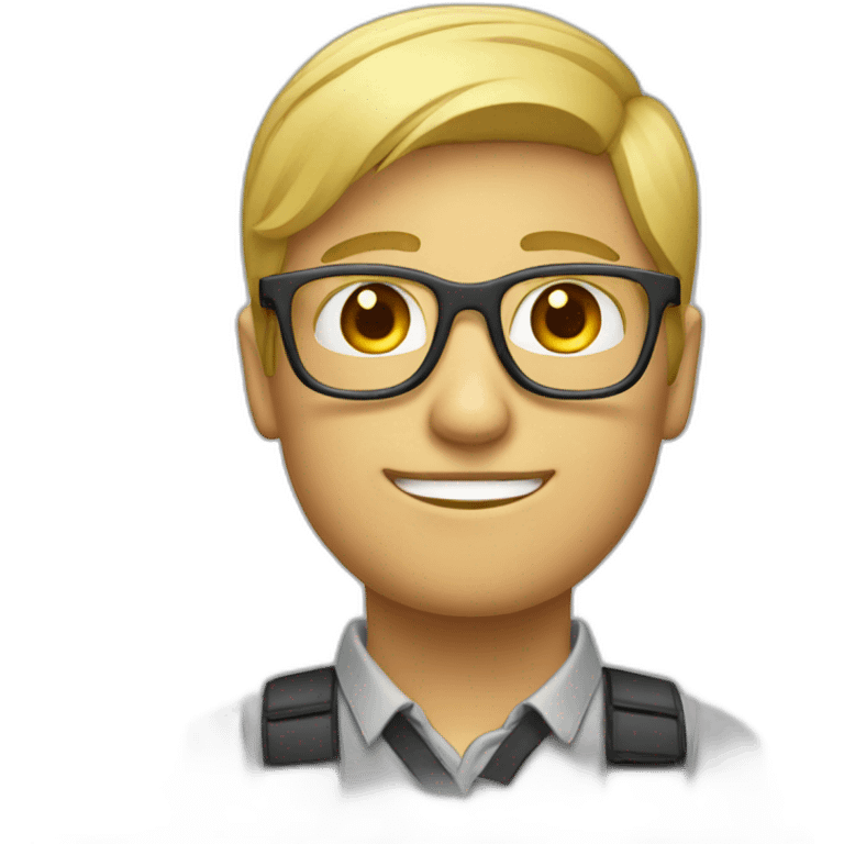 Blonde tech guy with glasses nerd emoji