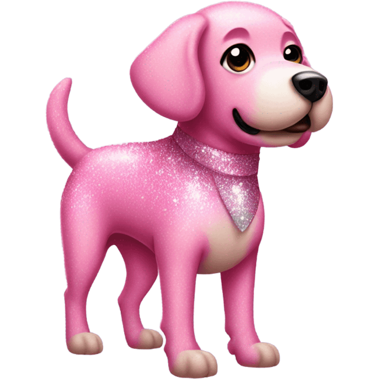 Pink full body dog with glitter emoji