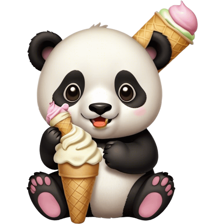 Panda eating ice cream emoji