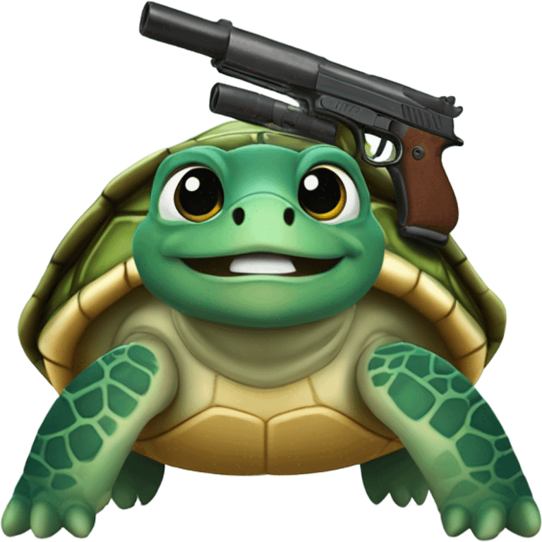 Sea turtle with a gun emoji