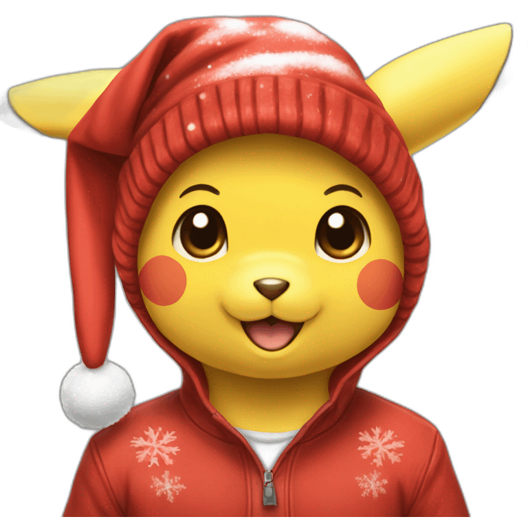 Pikachu avec un bonnet de noel emoji