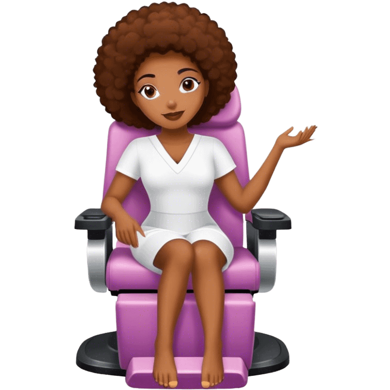 African American woman sitting in pedicure chair emoji