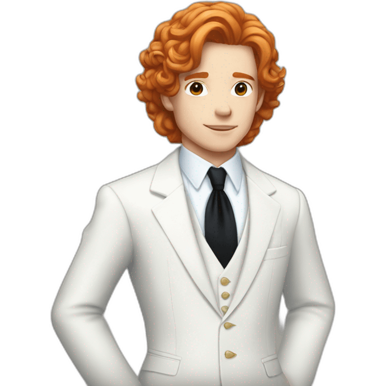 Blue rose black prince ginger hair white suit emoji