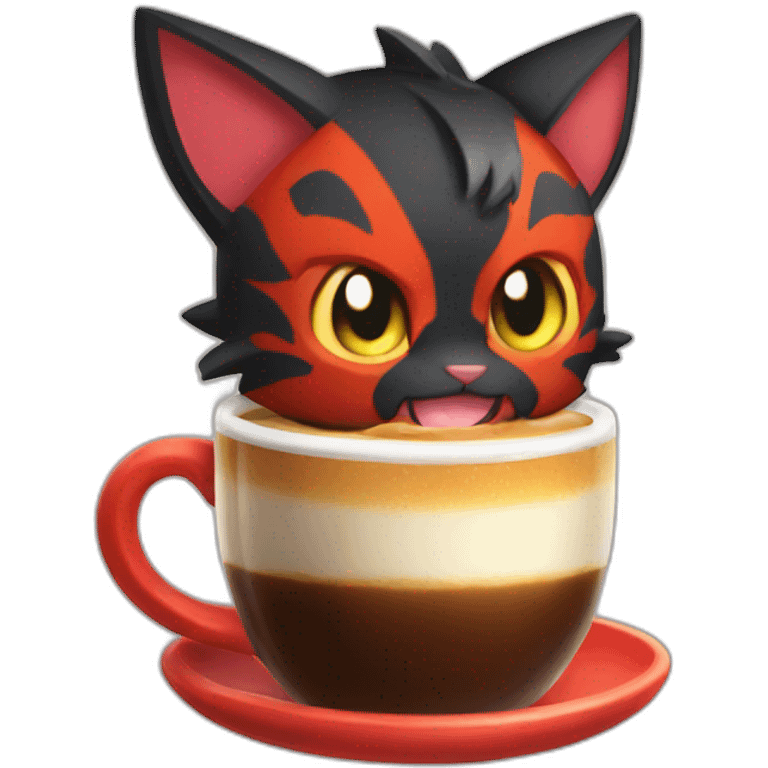 Litten Pokemon drink coffe emoji