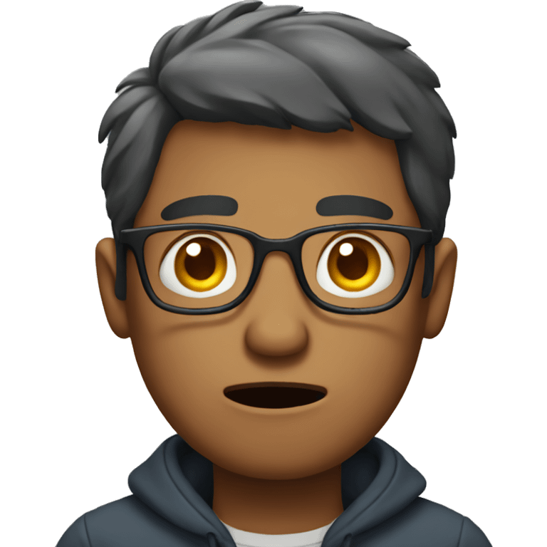 Man with glasses in distress emoji