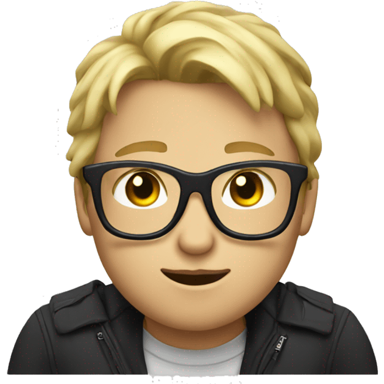 big blond boy with black glasses and a ponytaî emoji