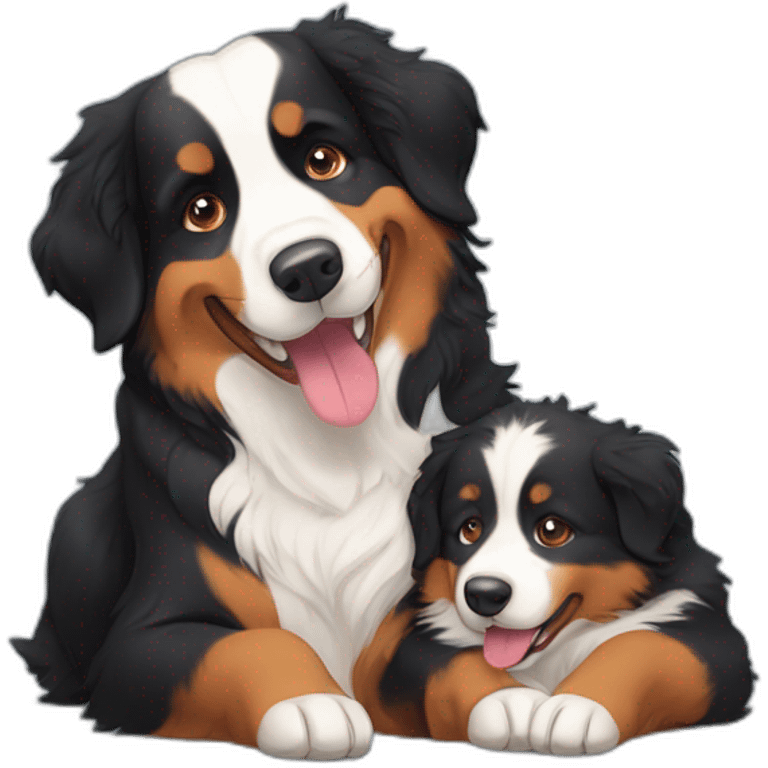 bernese mountain dog hugging australian shepherd emoji