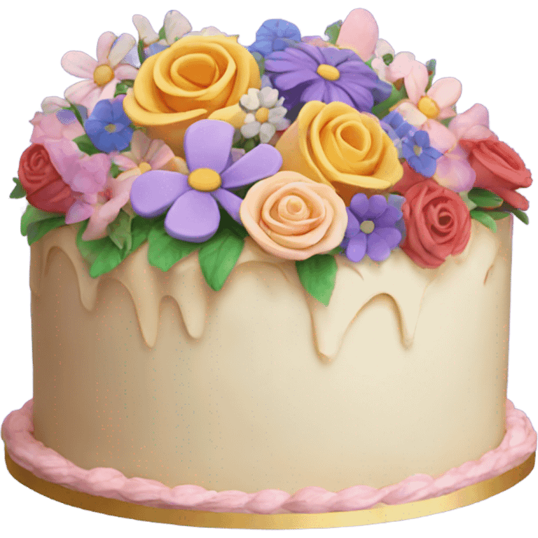 Cake with flowers on it emoji