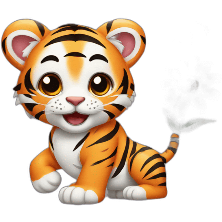 Tiger with flower emoji