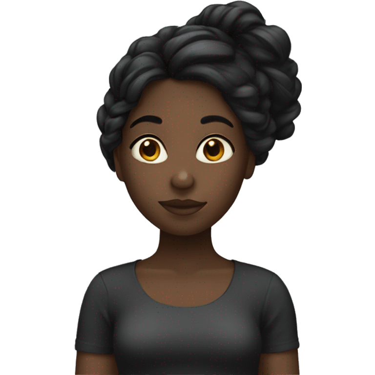 black girl with long dark hair emoji