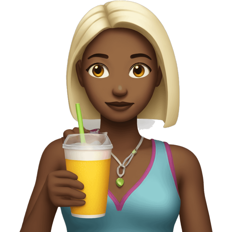 Girl holding drink emoji