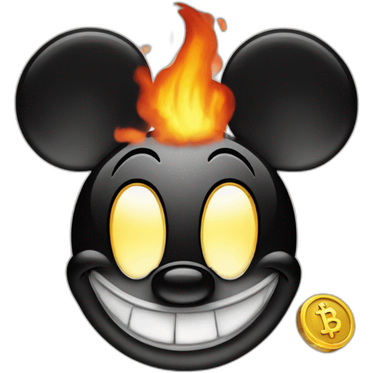 Burning money Mickey Mouse emoji