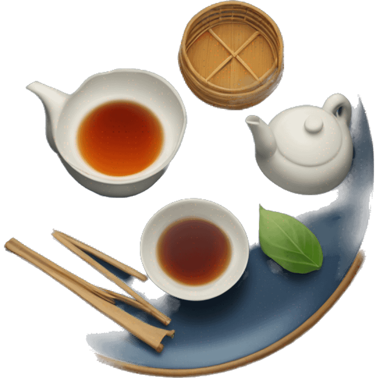 chinese tray with tea emoji