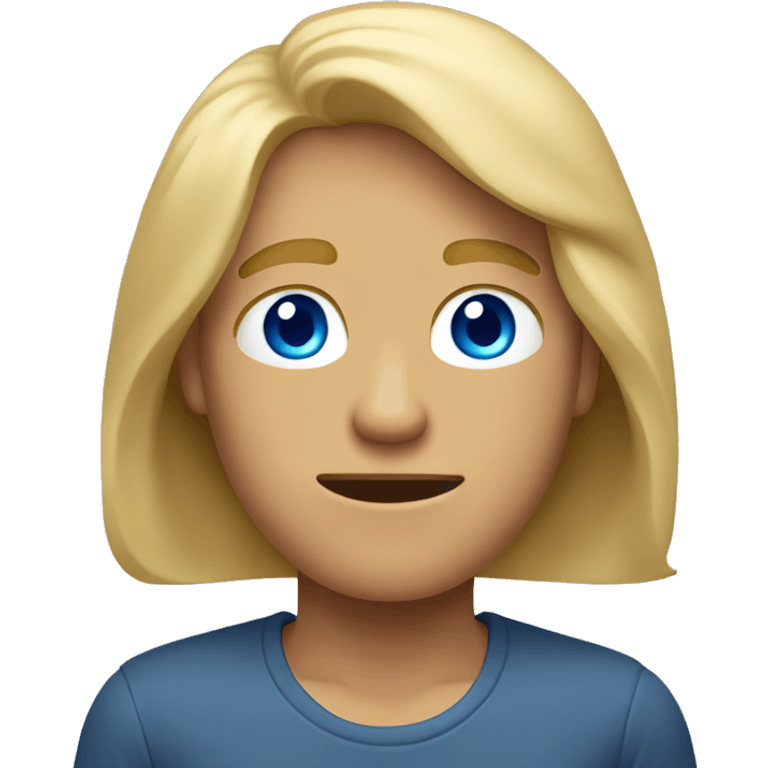 A tan guy with long blonde hair and blue eye’s shrugging his shoulders  emoji