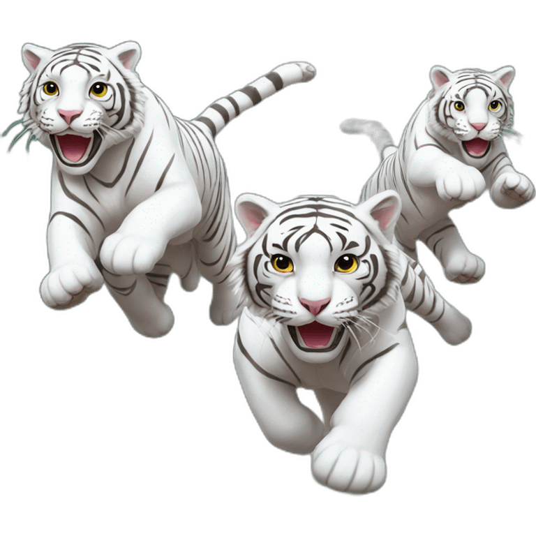 3 white tigers running to the left from right emoji