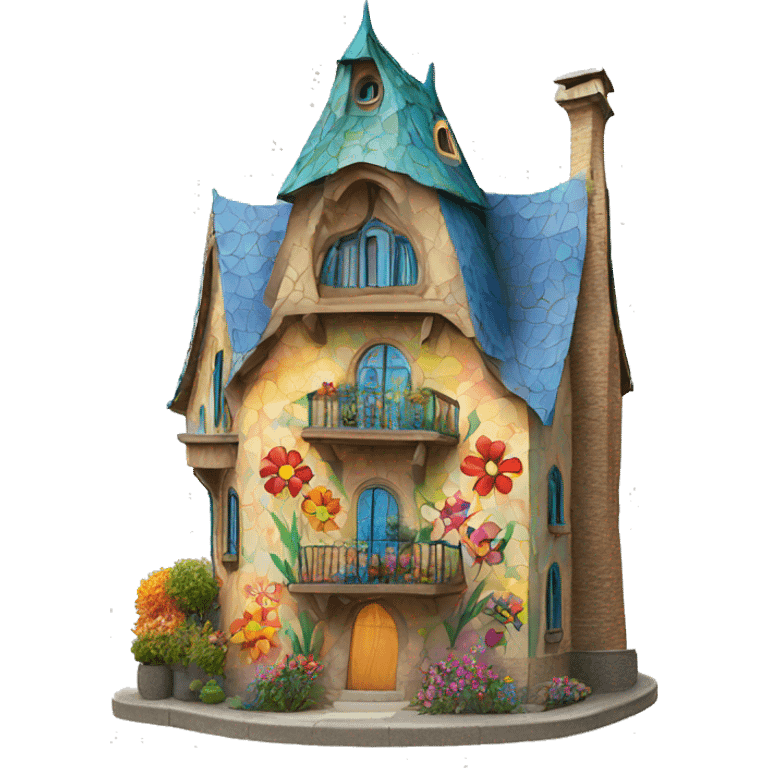 Gaudí flowery colorful house  emoji