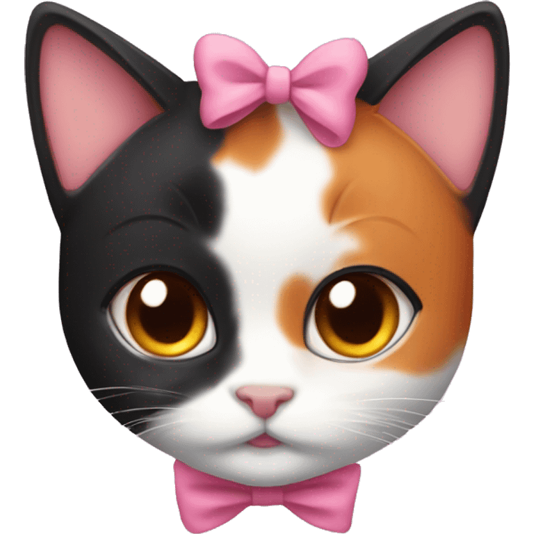 cute orange black calico cat with pink bow  emoji