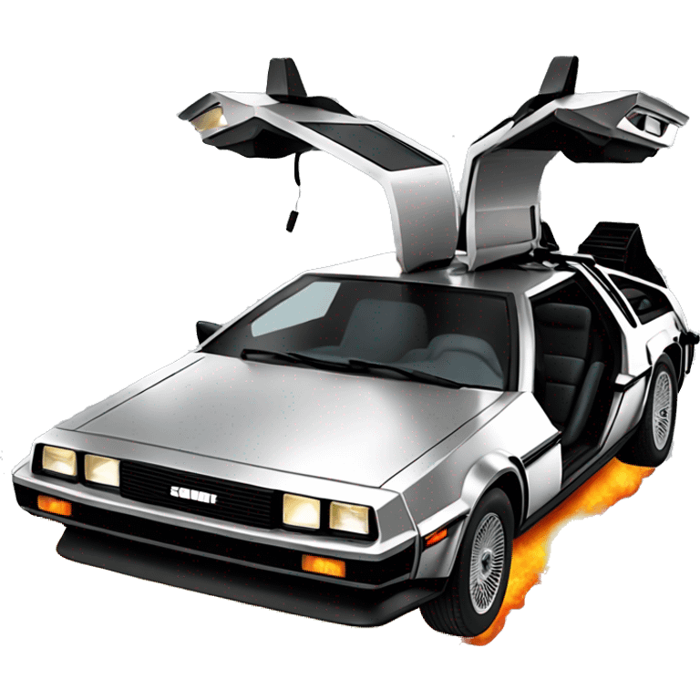 Delorean with fire emoji