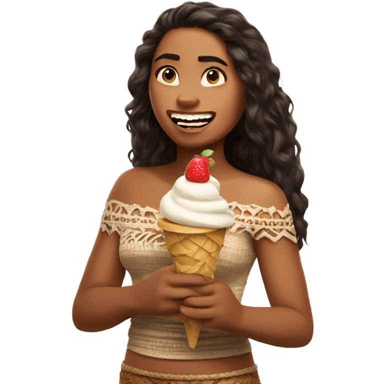 Moana with an ice cream  emoji