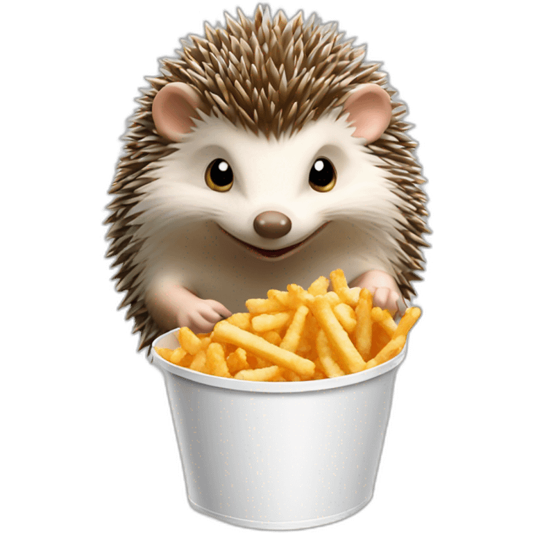 Hedgehog eating KFC bucket emoji