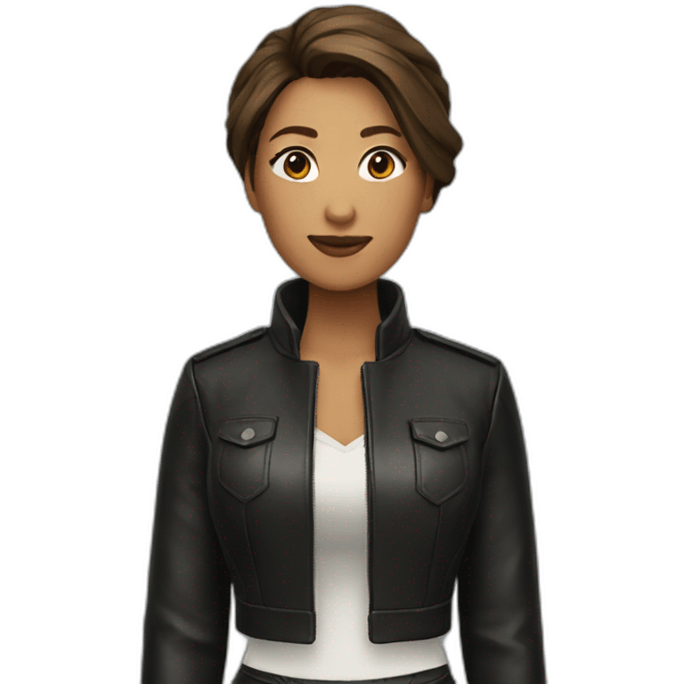 woman leather skirt jacket emoji