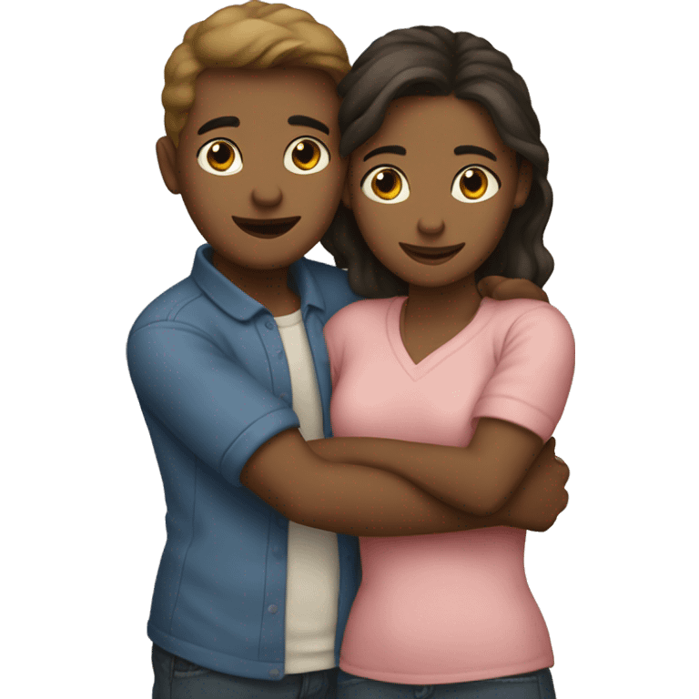 male and female twins hugging emoji