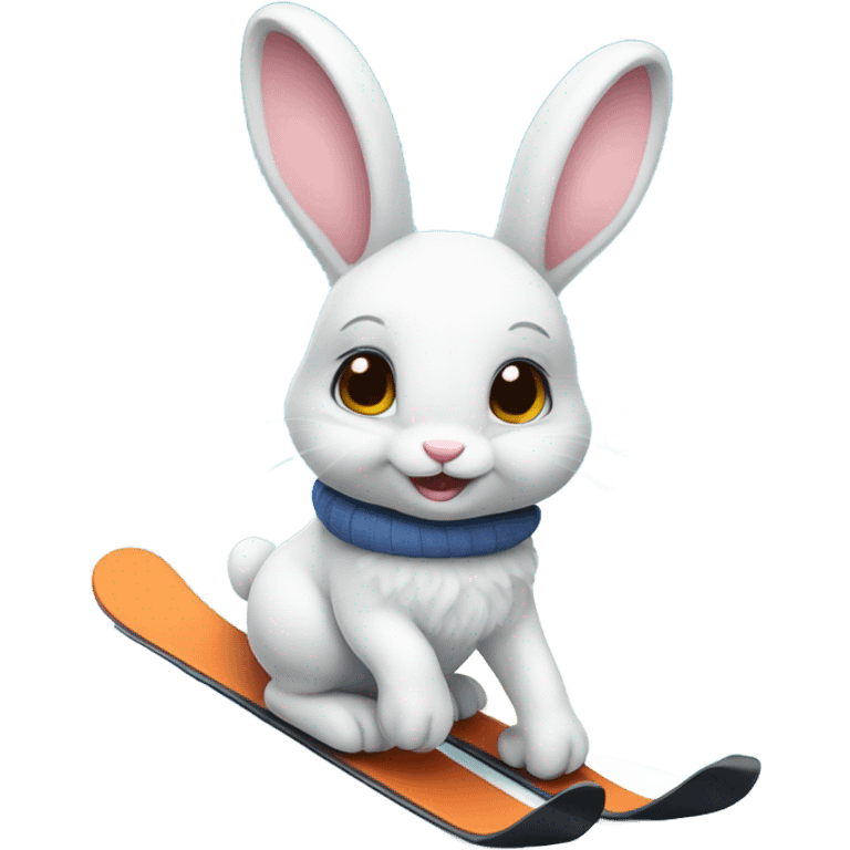 cute baby bunny skiing  emoji